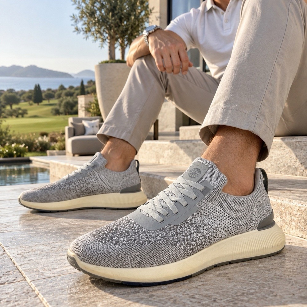 Peter Millar Hyperlight Shoes Mens 13 Apollo Moon Grey Knit Slip On MA21EF11
